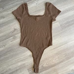 Women's Knit Textured Bodysuit Wild Fable Brown
